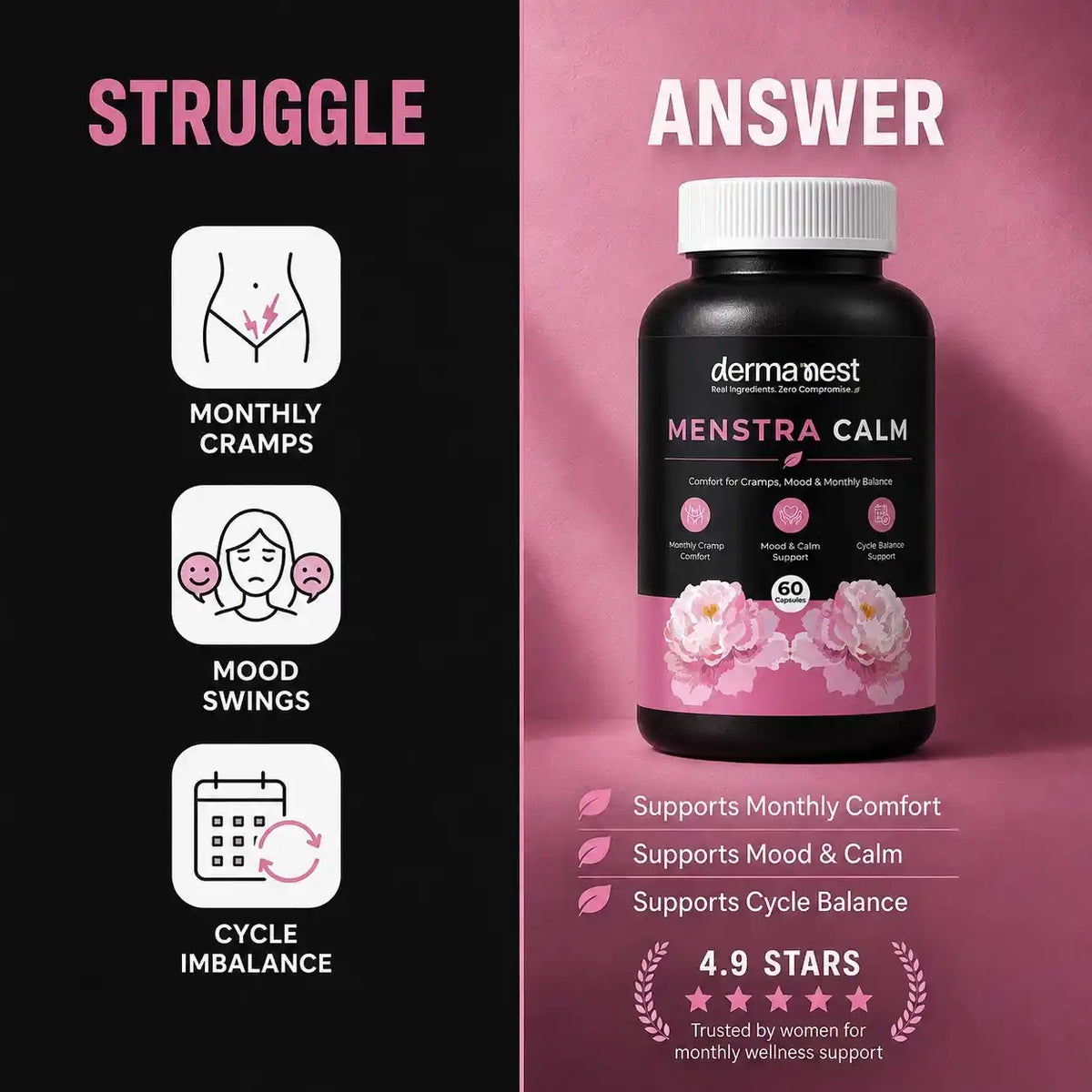 Menstra Calm – Monthly Cramp Comfort, Mood & Cycle Balance Support